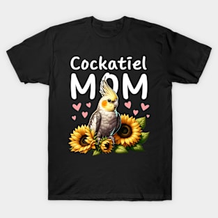 Cockatiel Mom Sunflowers Cockatiel Parrot Bird Lover Women T-Shirt